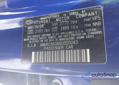 2024 Hyundai Venue Sel из США, поврежденный, VIN KMHRC8A36RU320043